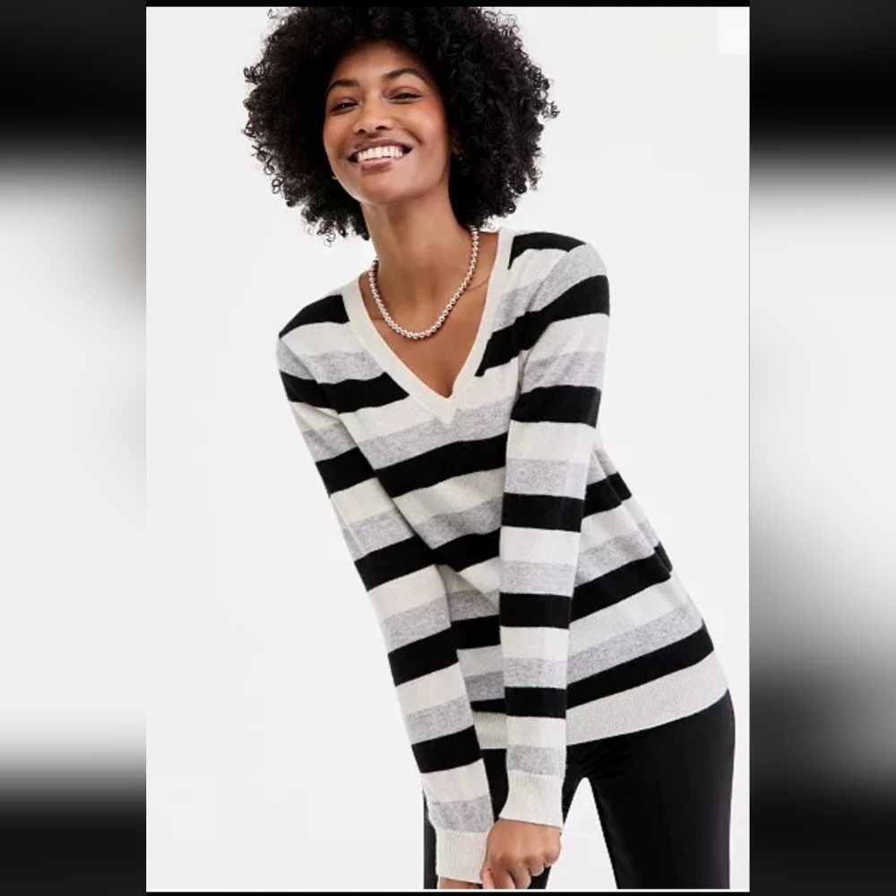 Charter Club 100% Cashmere Women's V-Neck Long-Sleeve Sweater,  Size PL